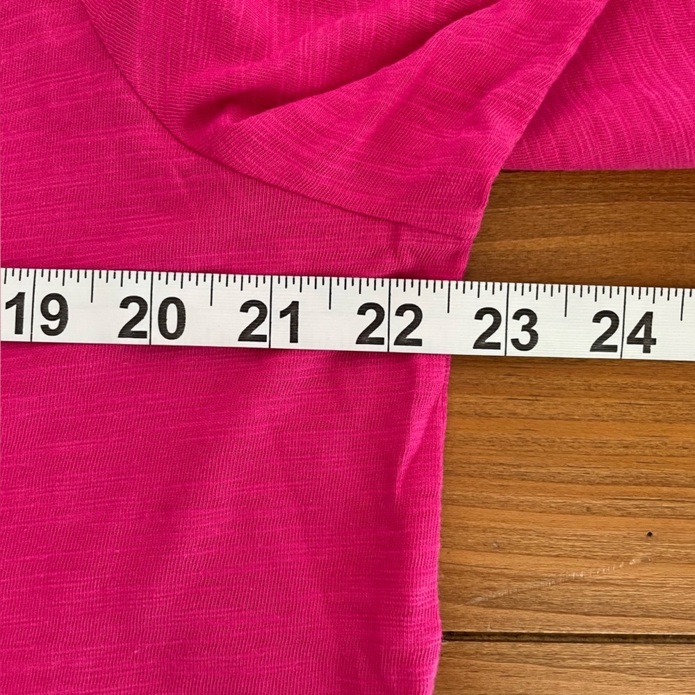 Talbots Fuchsia Pink Cotton Short Sleeve T-Shirt w/ Front Detail Size XL - Picture 9 of 12